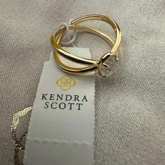 NWT Kendra Scott Emilie Double Band Ring w/Dichroic Glass Stone size 6 - Picture 7 of 7